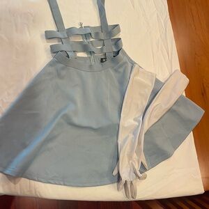 Alice in wonderland themed Blue Women's Strap dress with gloves (Size XS)